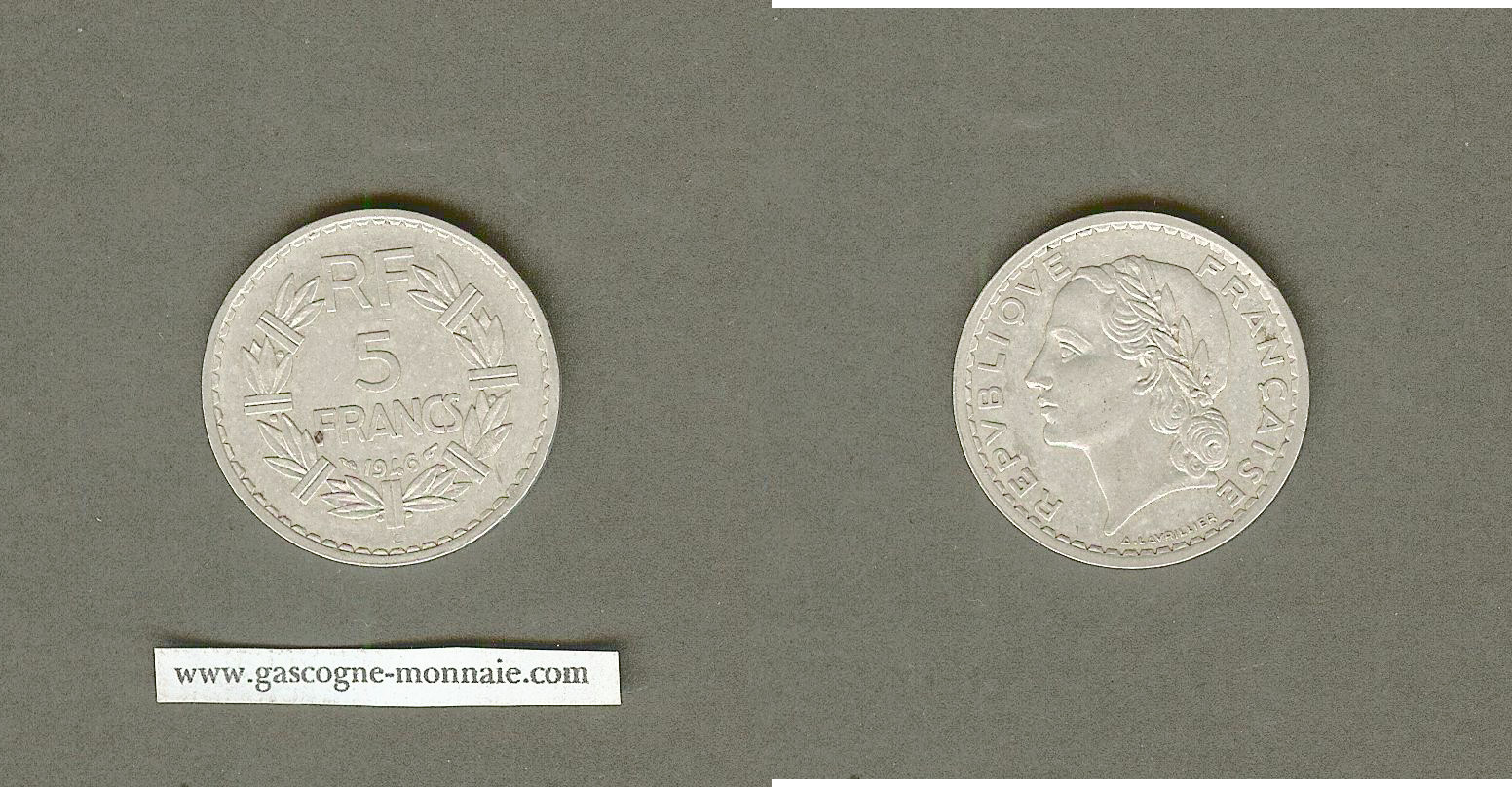 5 francs Lavrillier (Alu.) 1946 C Castelsarrasin TTB+